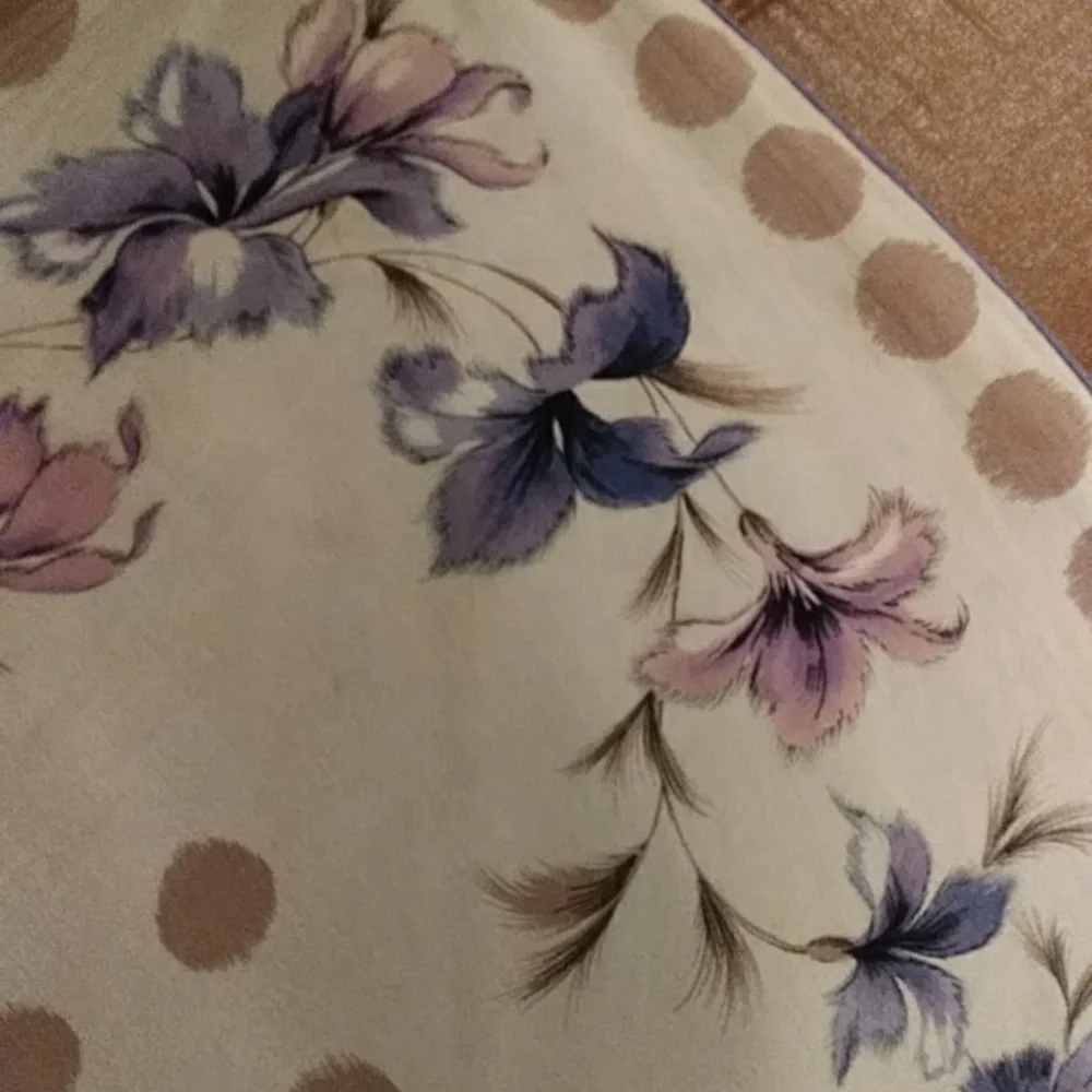 Vintage Floral Dotted Vibrant Scarf Beige Mauve Purple